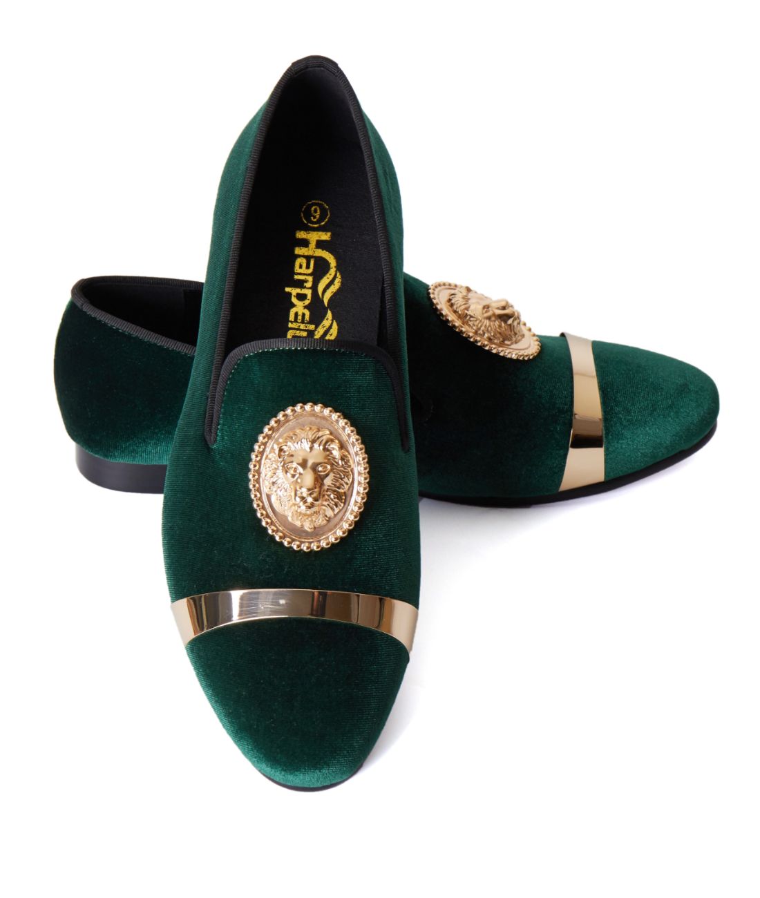 Mocassin de Mariage en Velours Vert Écusson Tigre – Homme