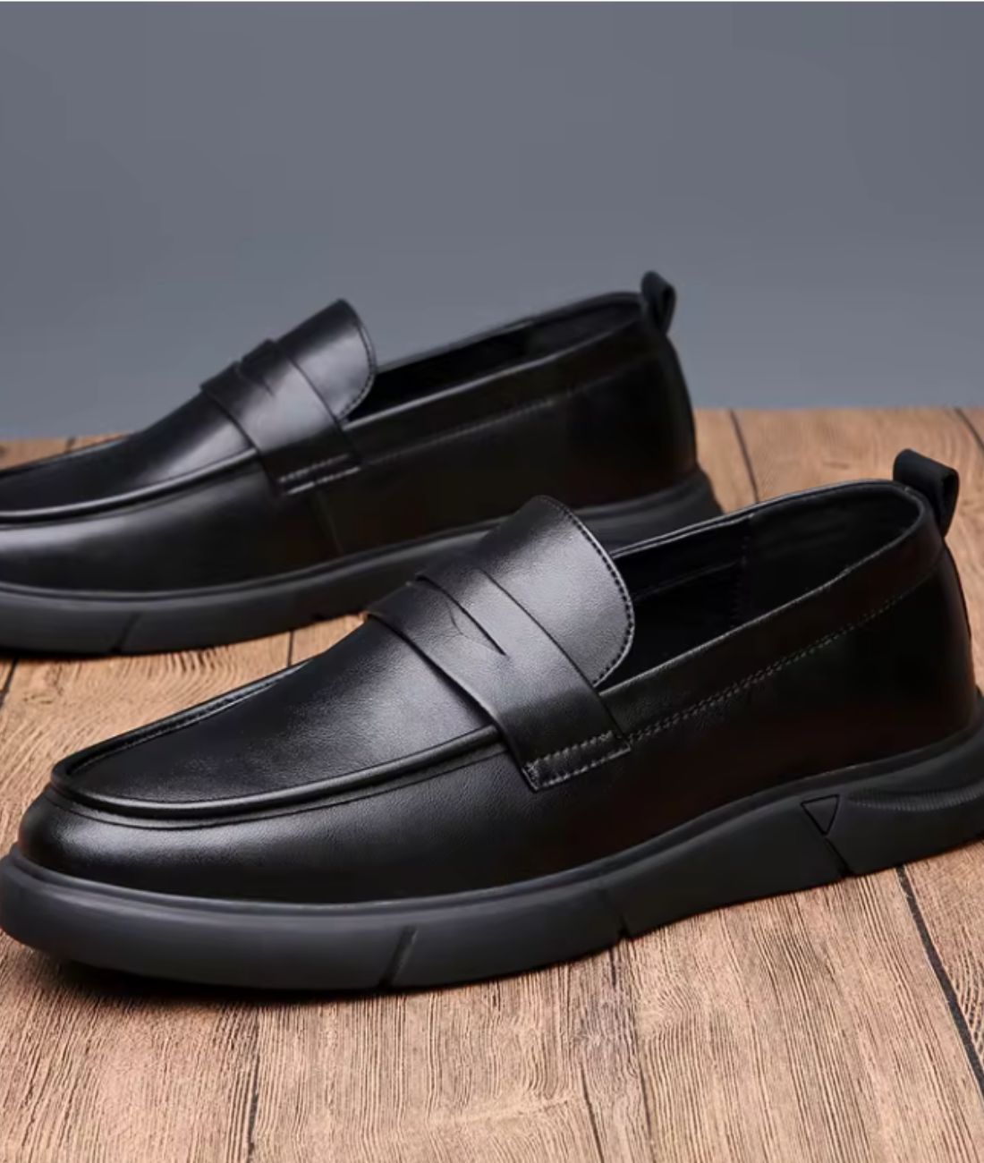 Mocassin Orthopédique en Effet cuir Noir Profond – Homme