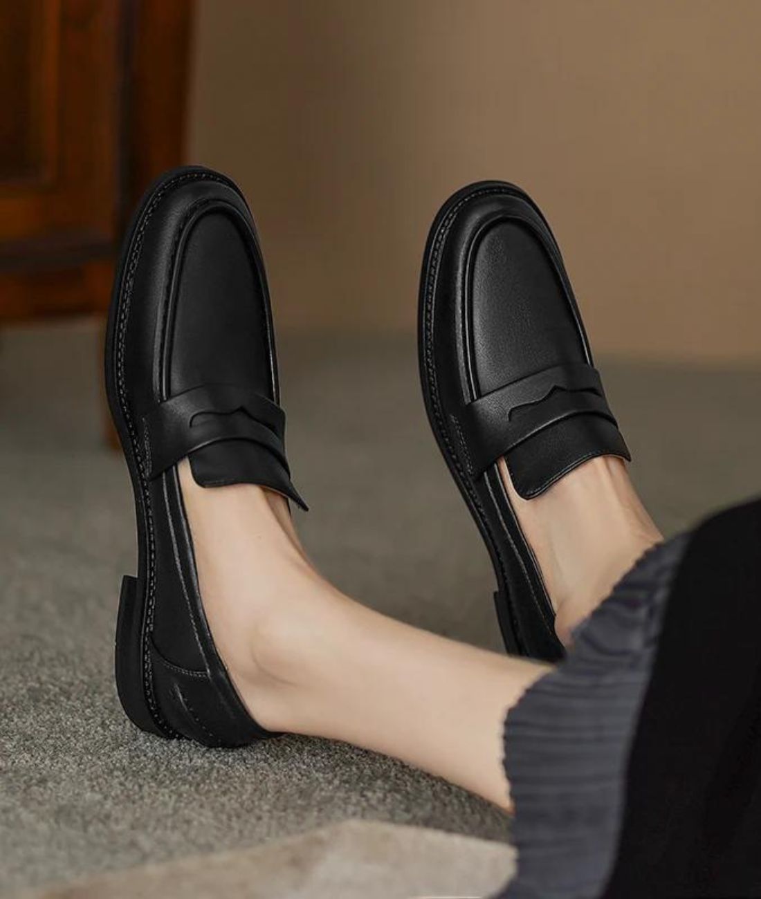 Mocassins À Petit Talon Épais Pour Femme