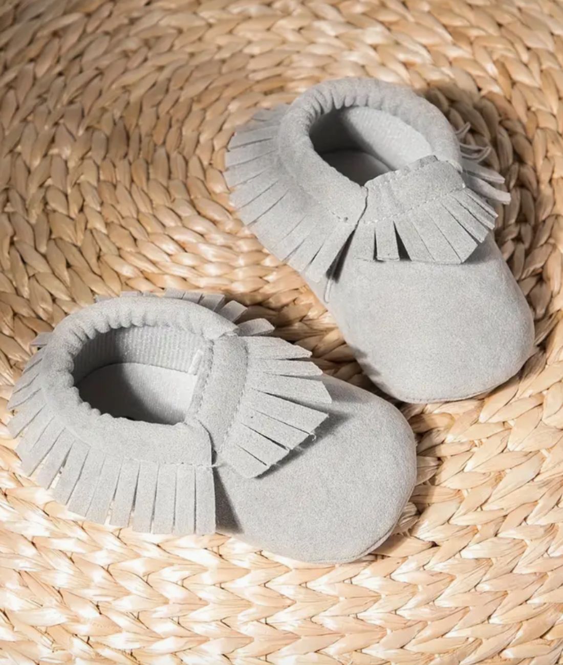 Mocassin Premiers Pas en Coton Gris Tendre – Bébé