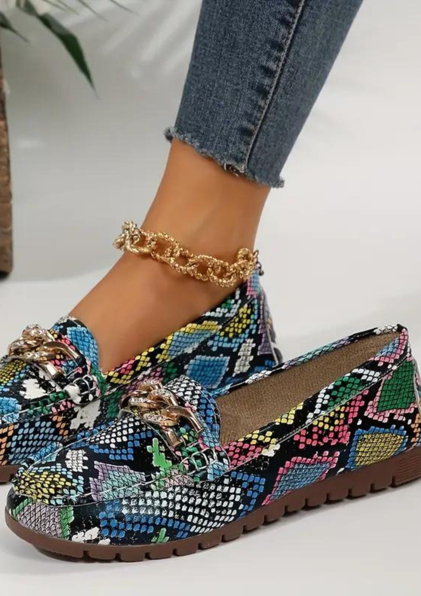 Mocassins De Soirée Avec Motif Arabesques Colorées