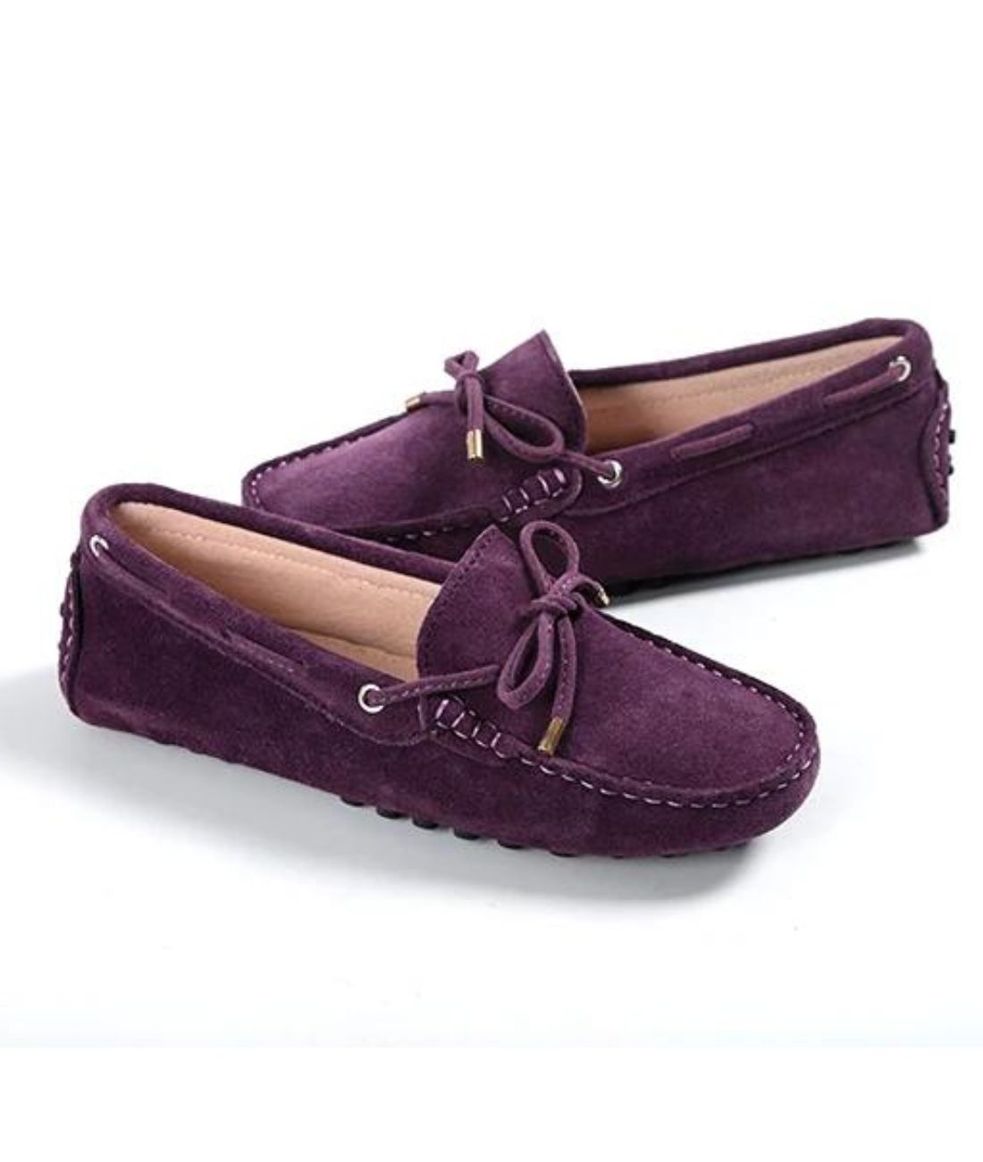 Mocassin Souple en Daim Violet Intense – Femme