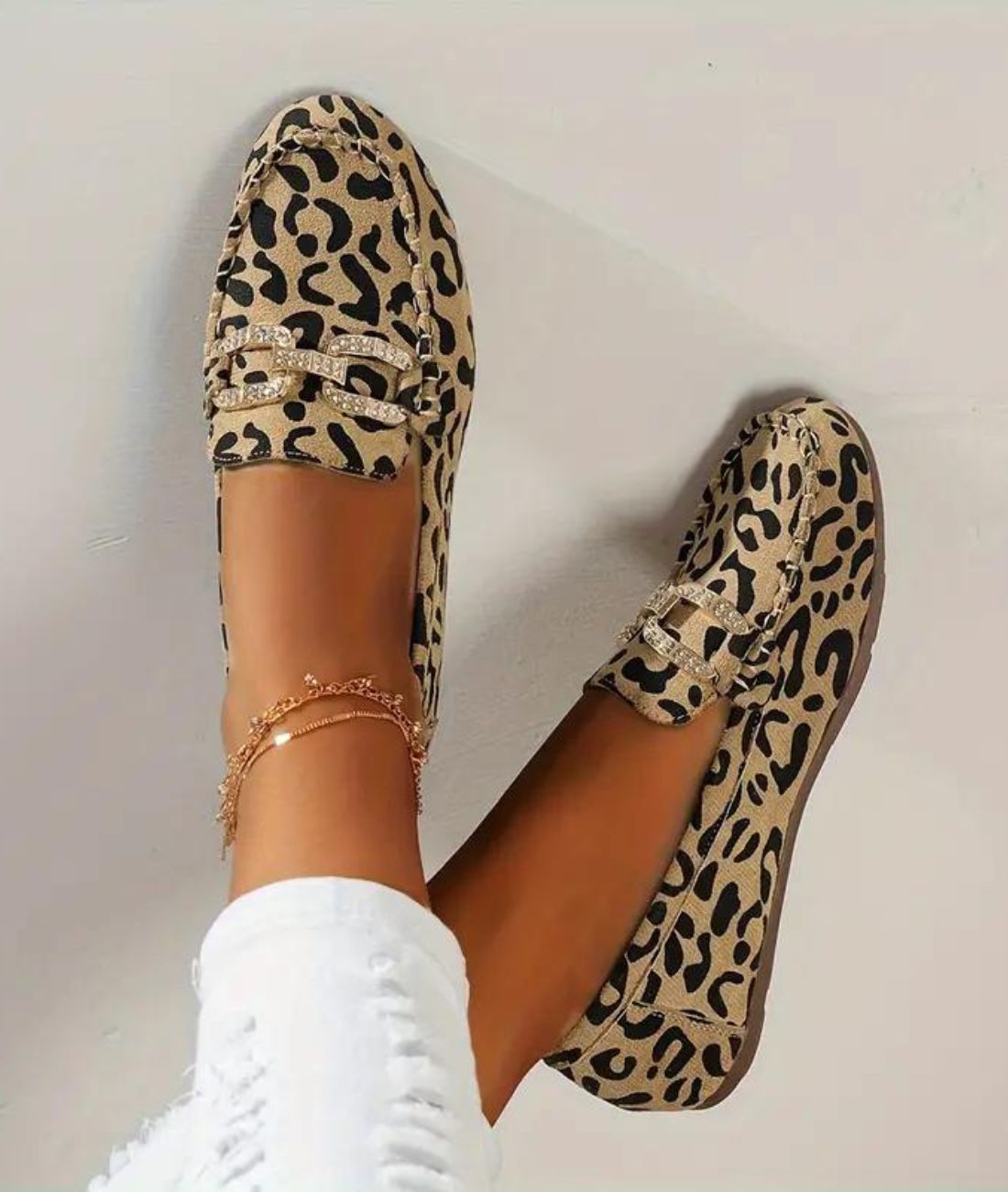 Mocassin Souple en Cuir Imprimé Léopard – Femme