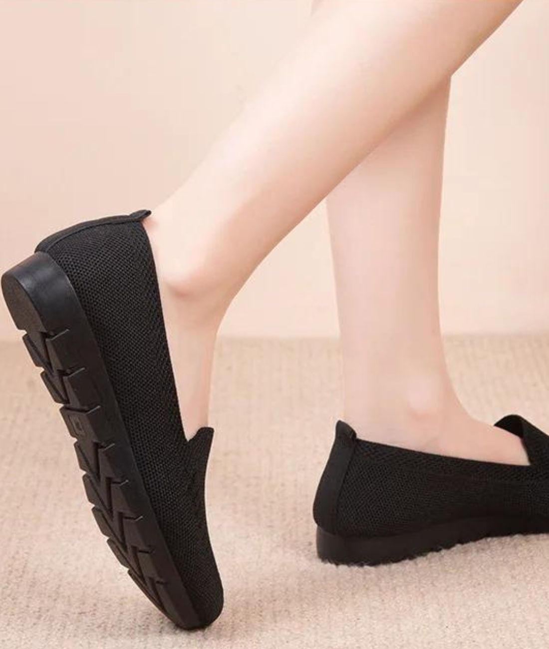 Mocassin Souple en Maille Beige Sable – Femme