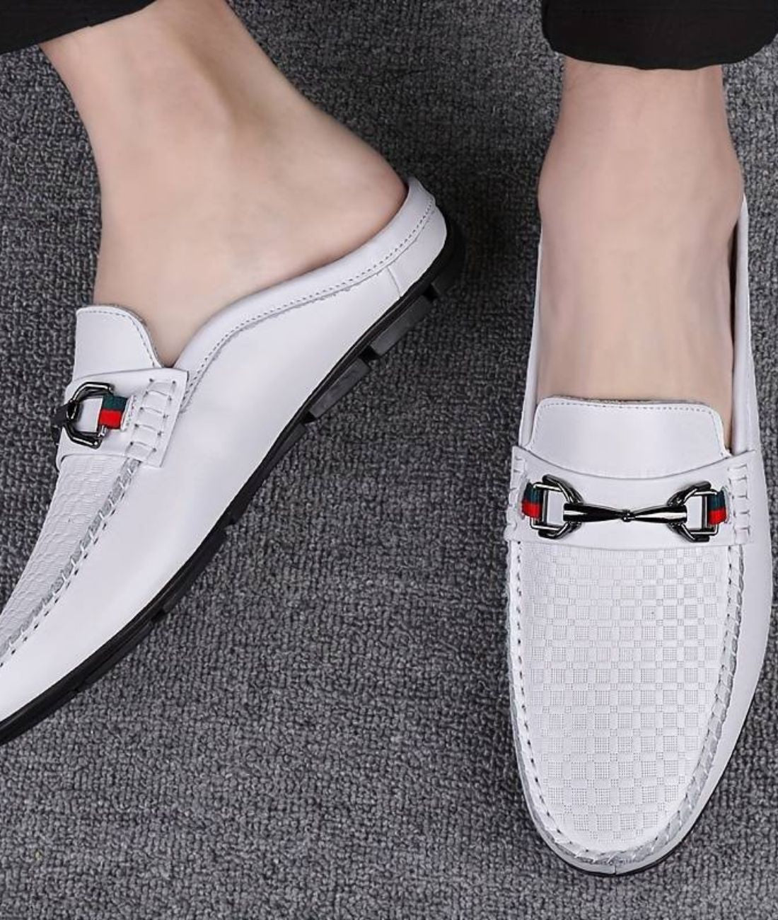Mocassin Souple Perforé en Cuir Blanc Éclatant – Homme
