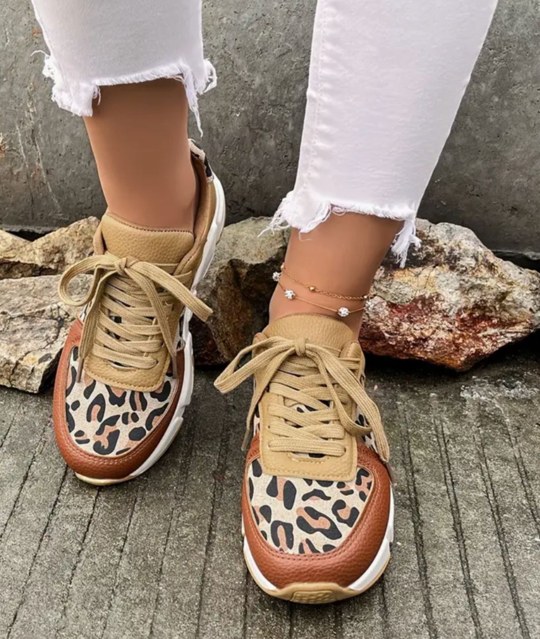 Mocassin Sport en Maille Léopard Tricolore – Femme