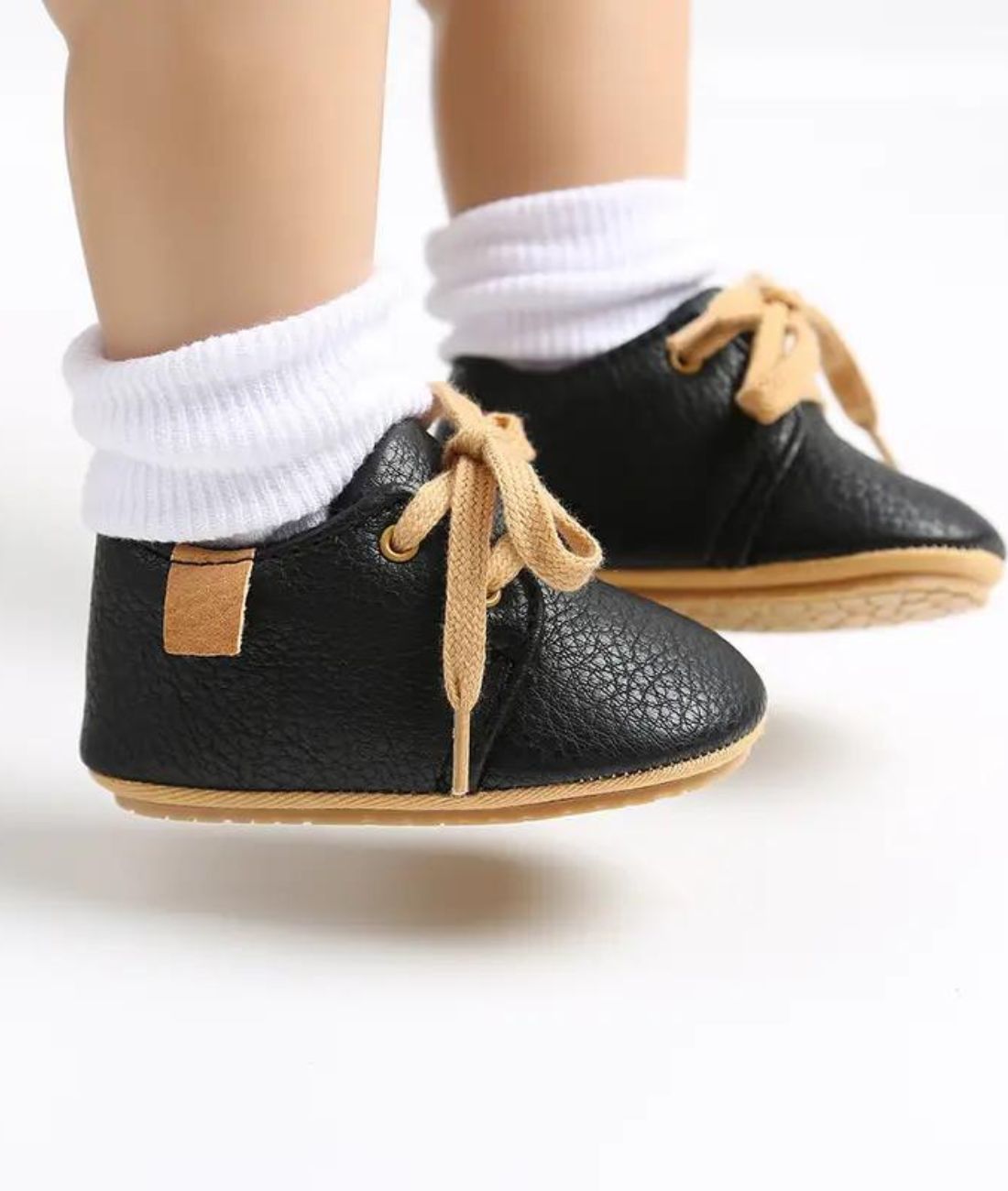 Mocassin Unis À Enfiler en Cuir Synthétique Noir Profond – Bébé