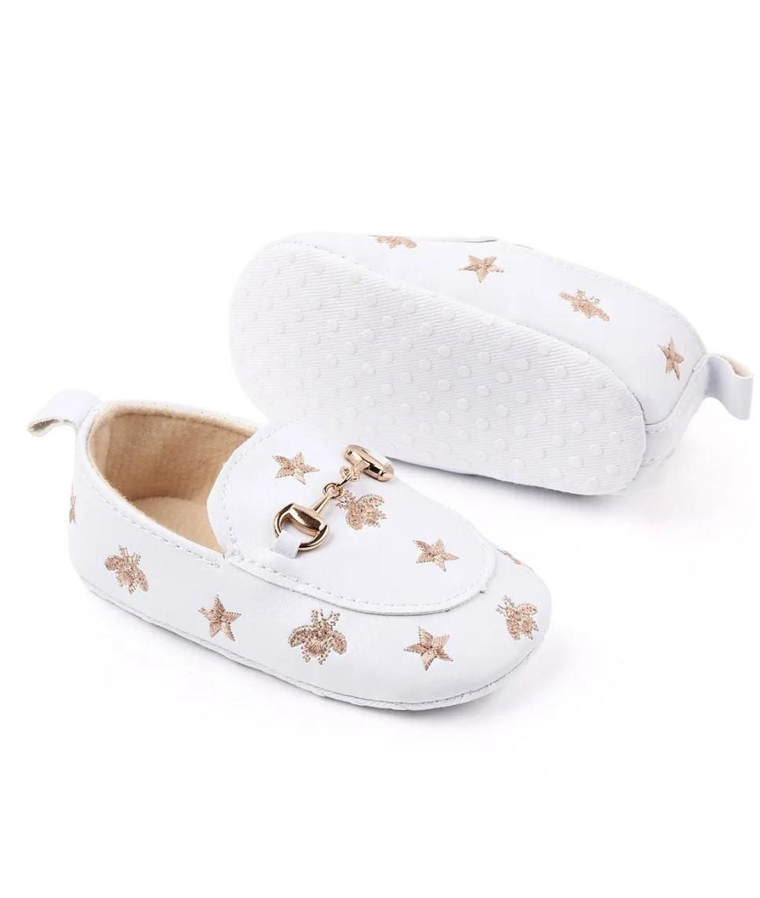Mocassin Petit en Cuir Blanc Pur – Bébé
