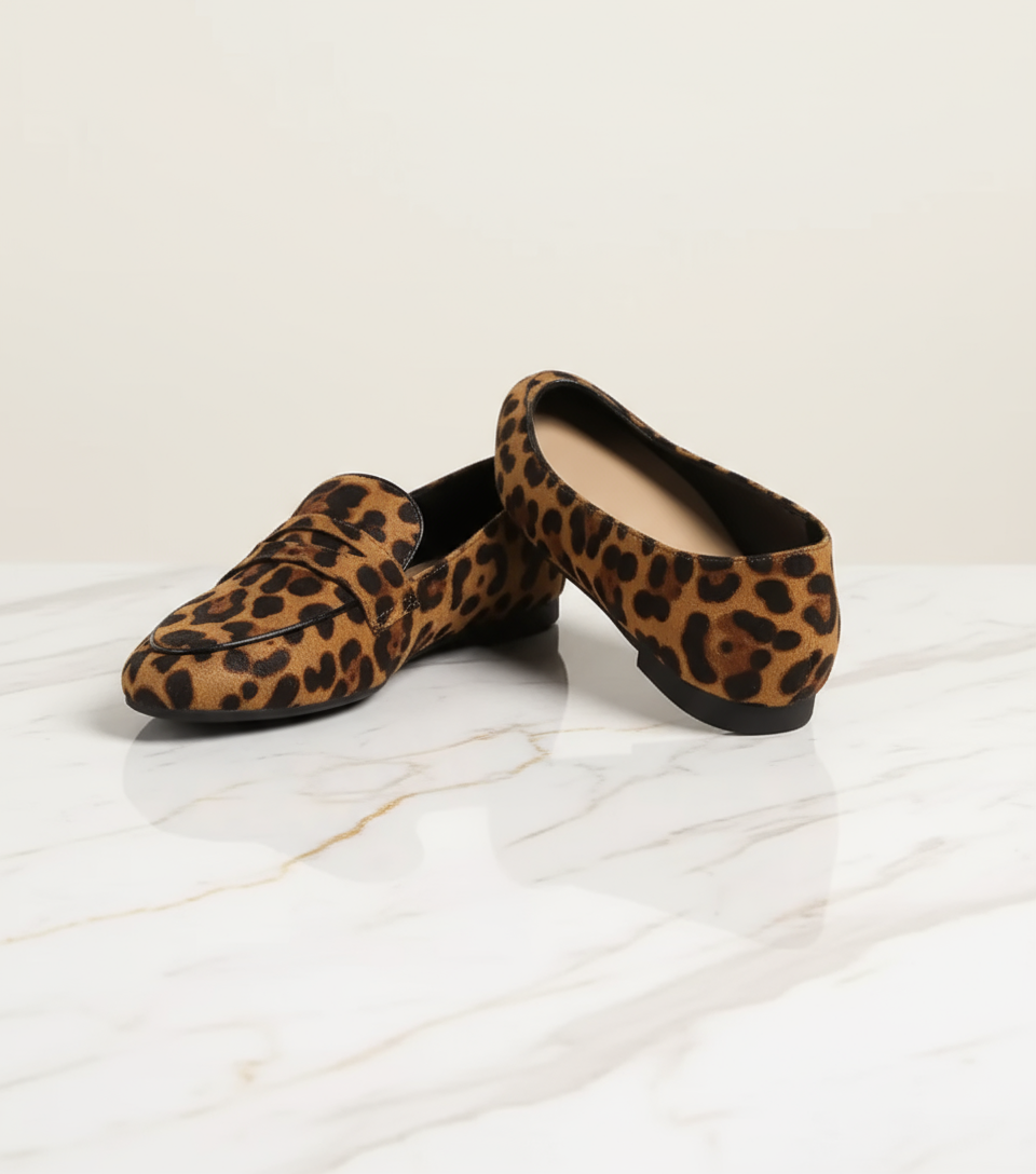 Mocassin en Cuir Imprimé Léopard – Femme