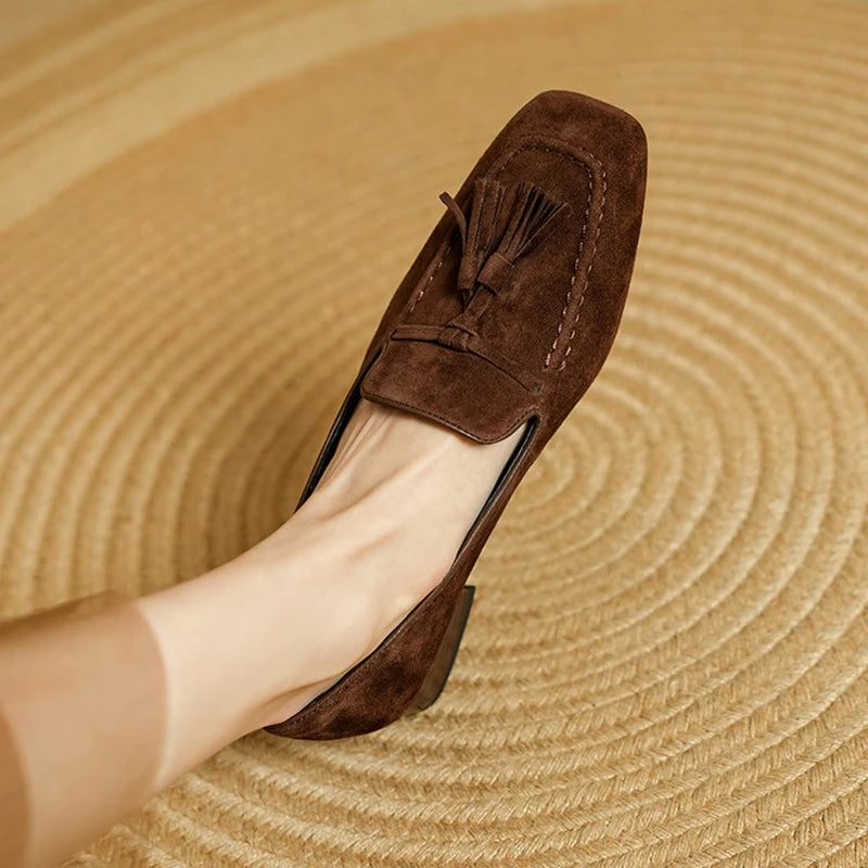 Chaussure à Gland en Daim Marron pour Femme