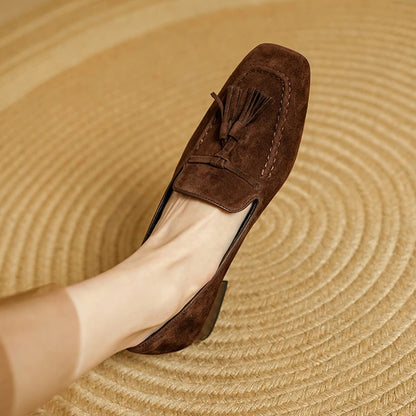 Chaussure à Gland en Daim Marron pour Femme