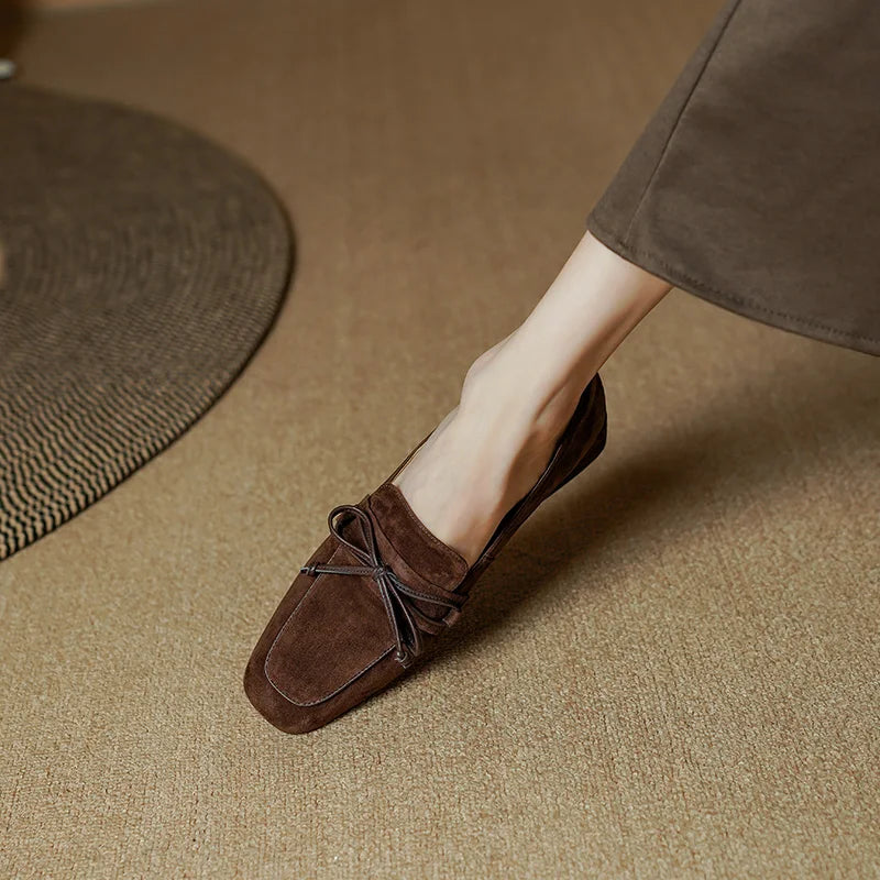 Chaussure Lacets Femme à Talon en Daim Marron