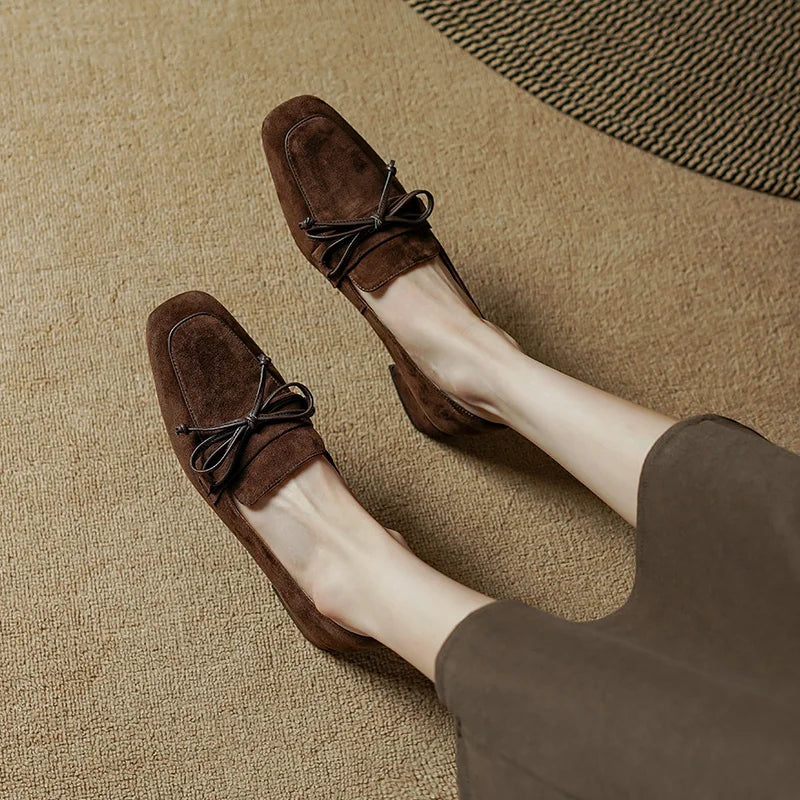 Chaussures Lacets Femme à Talon en Daim Marron