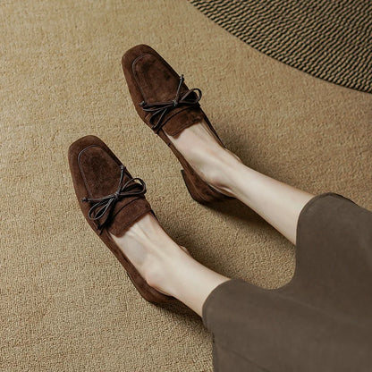 Chaussures Lacets Femme à Talon en Daim Marron