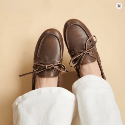 Mocassin Bateau Femme en Cuir - Marron