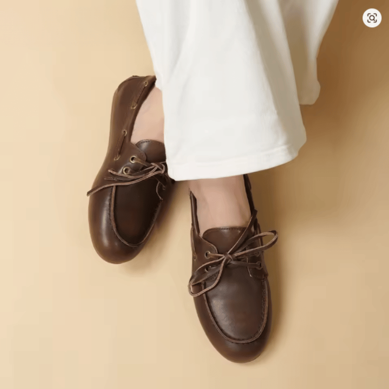 Mocassin Bateau Femme en Cuir - Marron