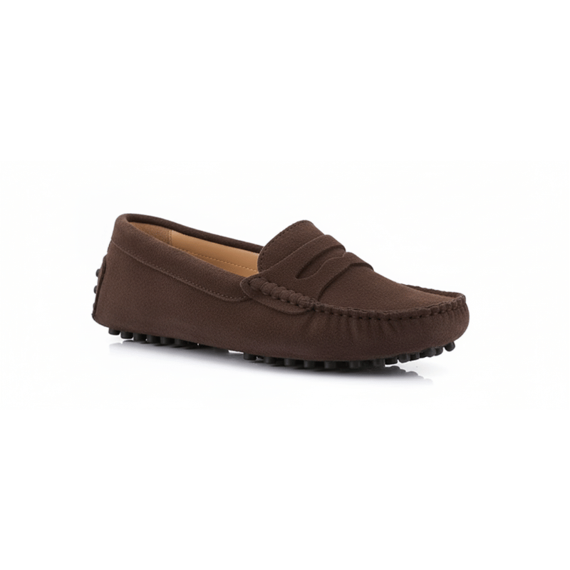 Mocassin Été Femme en Daim et Cuir - Marron