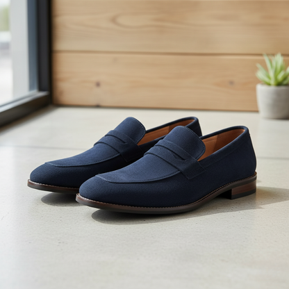 Mocassin Daim Bleu Marine Homme