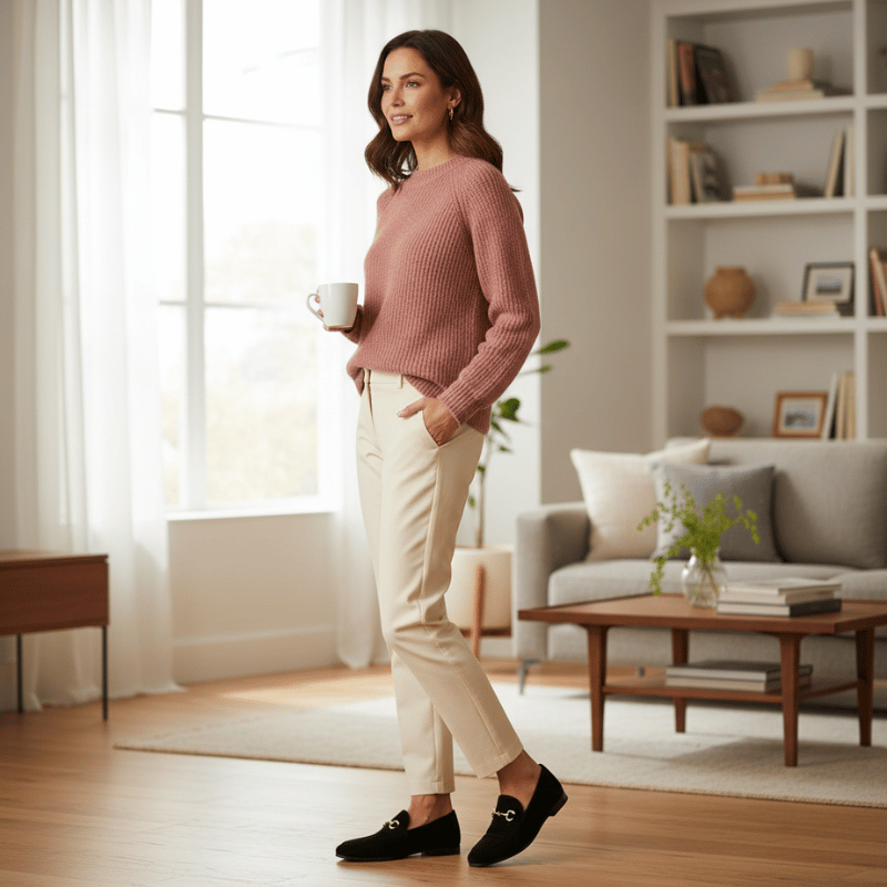 Mocassin Femme Cuir Noir