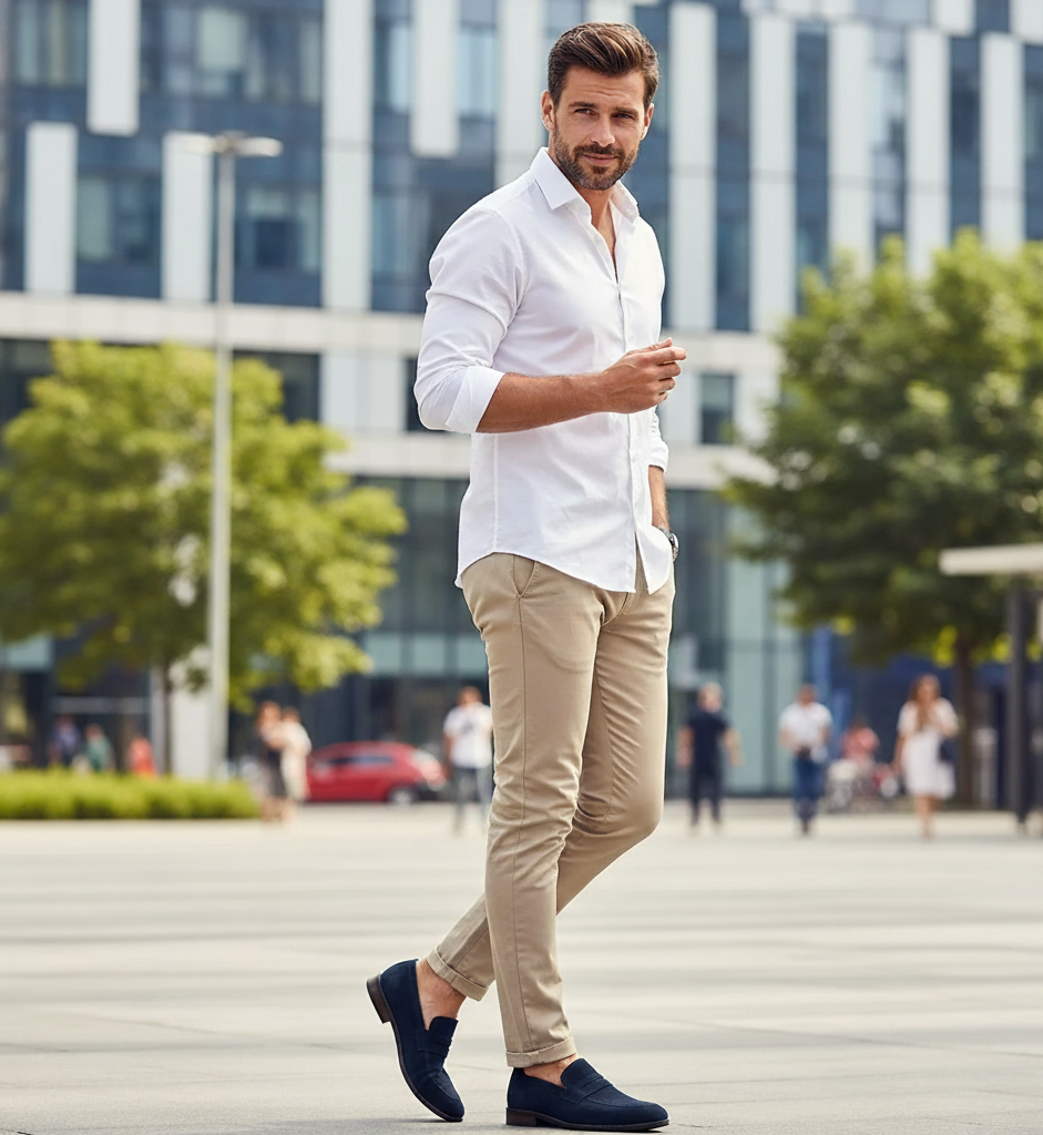 Mocassin Daim Bleu Marine Homme