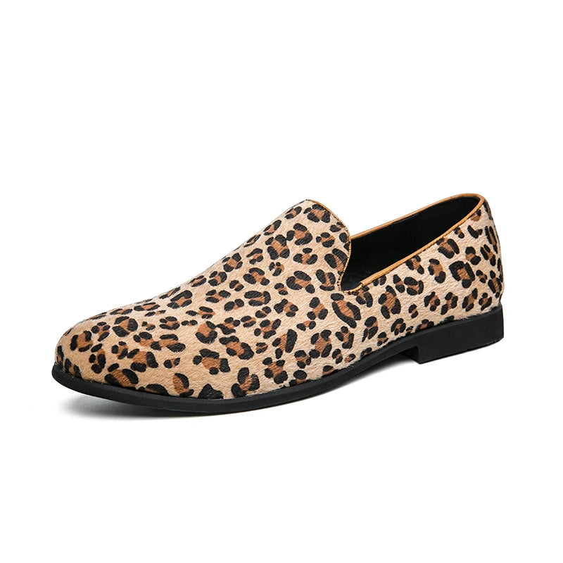 Mocassin Léopard Homme en Cuir et Daim - Leopard / 38