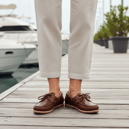 Mocassin Bateau Femme en Cuir - Marron