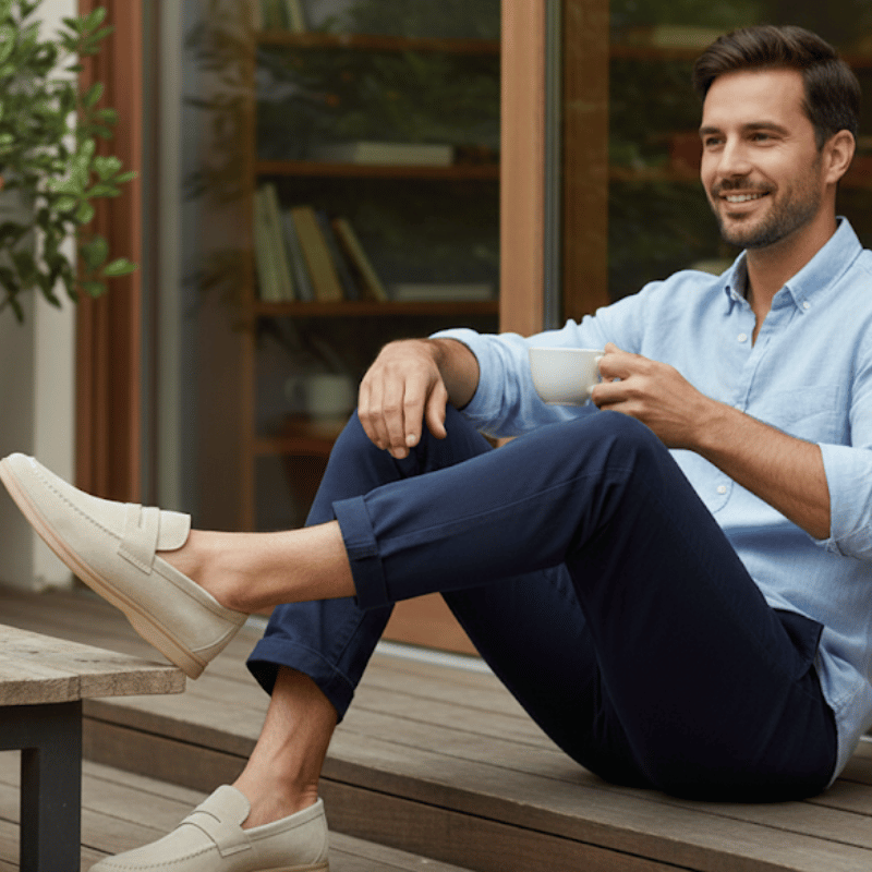 Mocassin Homme Daim Crème