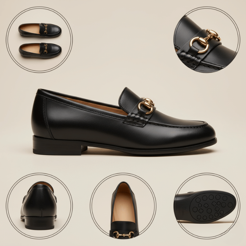 Mocassin Femme Cuir Noir