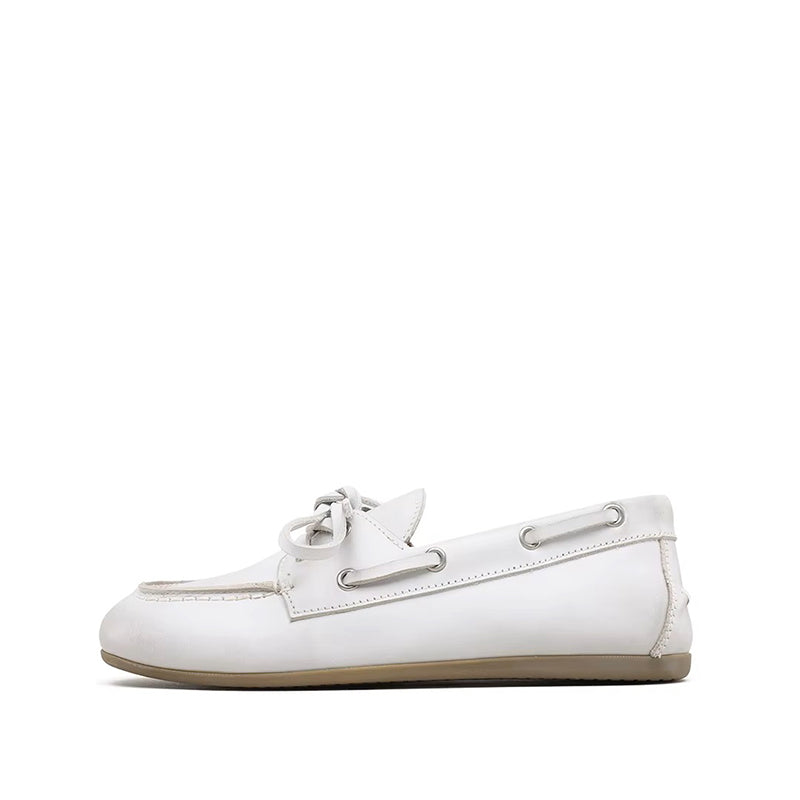 Mocassin Bateau Femme en Cuir - Blanc