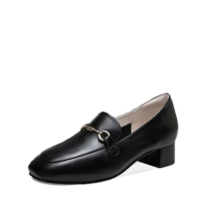 Mocassin Cuir Noir Femme à Talon 4 cm