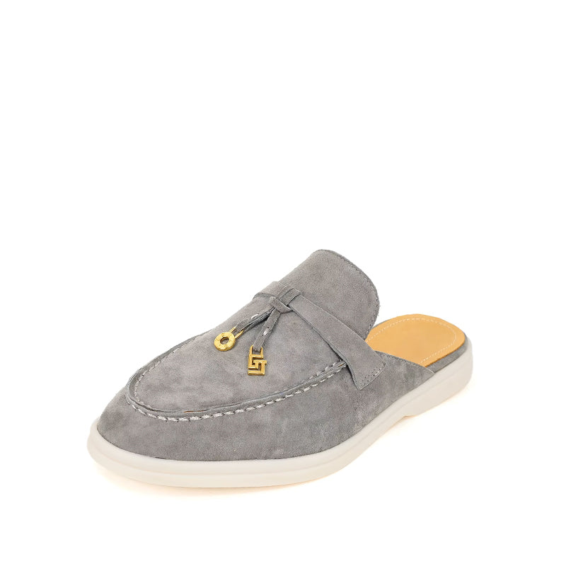 Mocassin Daim Femme Ouvert à Gland - Gris Clair - Gris Clair / 35 - Mocassins