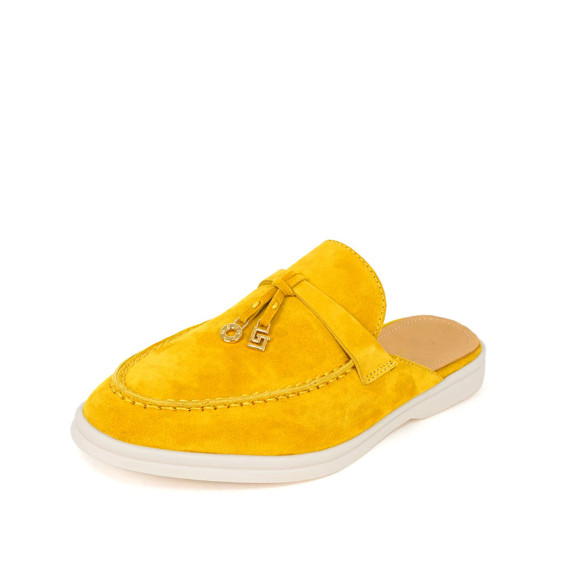 Mocassin Daim Femme Ouvert à Gland - Jaune