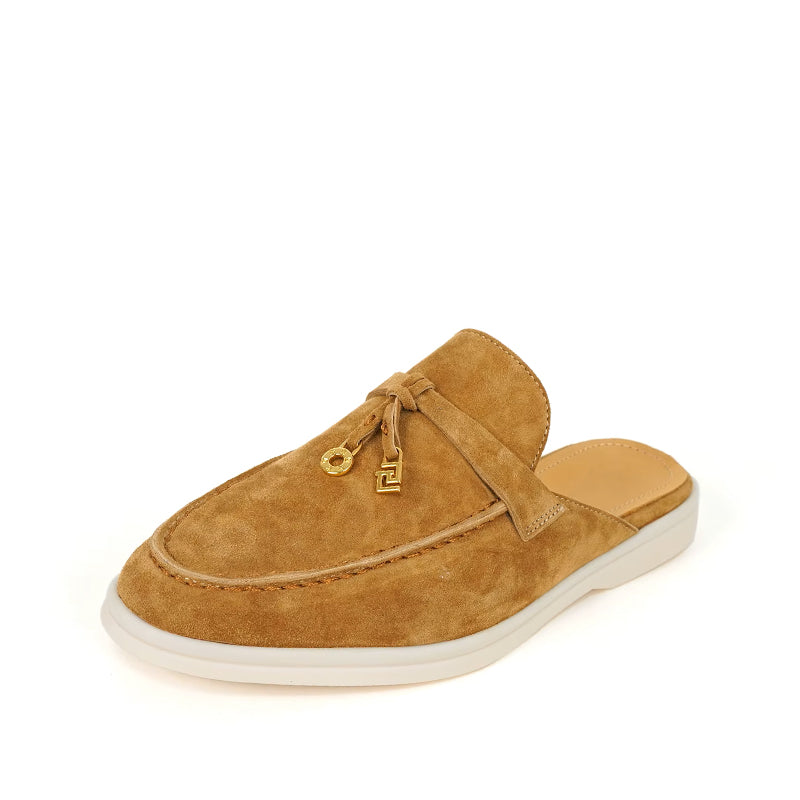 Mocassin Daim Femme Ouvert à Gland - Marron Clair