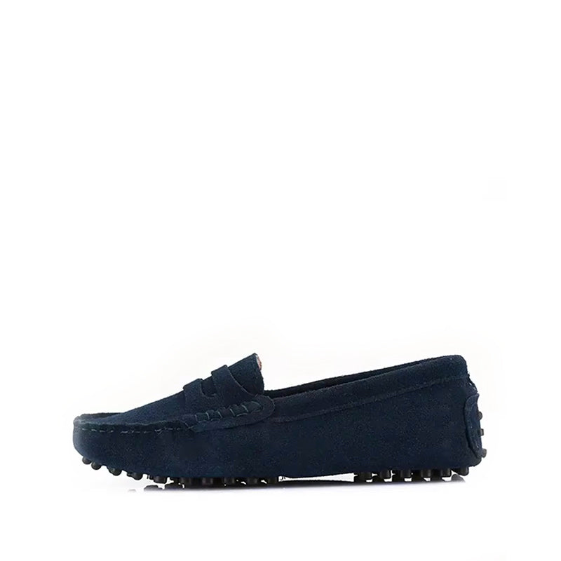 Mocassin Été Femme en Daim et Cuir - Bleu Marine