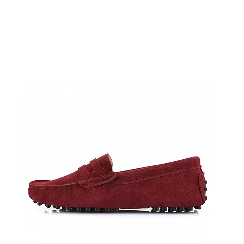 Mocassin Été Femme en Daim et Cuir - Bordeaux