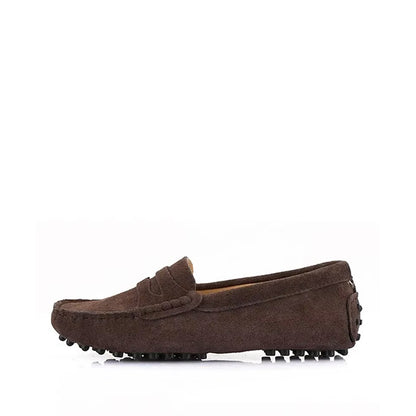 Mocassin Été Femme en Daim et Cuir - Marron