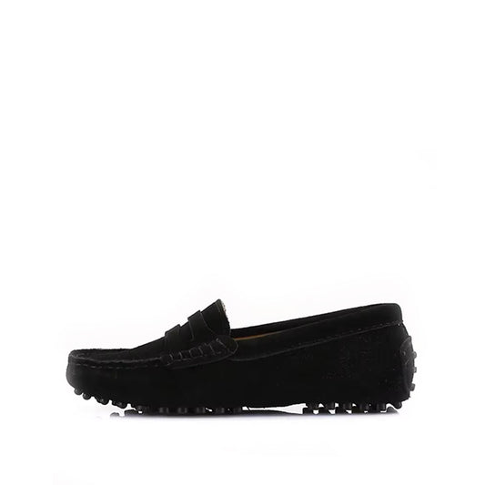 Mocassin Été Femme en Daim et Cuir - Noir