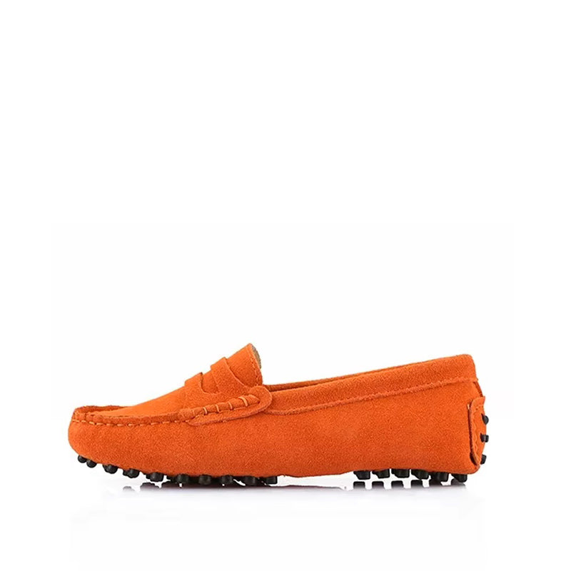 Mocassin Été Femme en Daim et Cuir - Orange