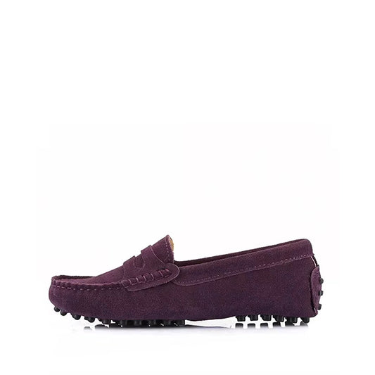 Mocassin Été Femme en Daim et Cuir - Violet