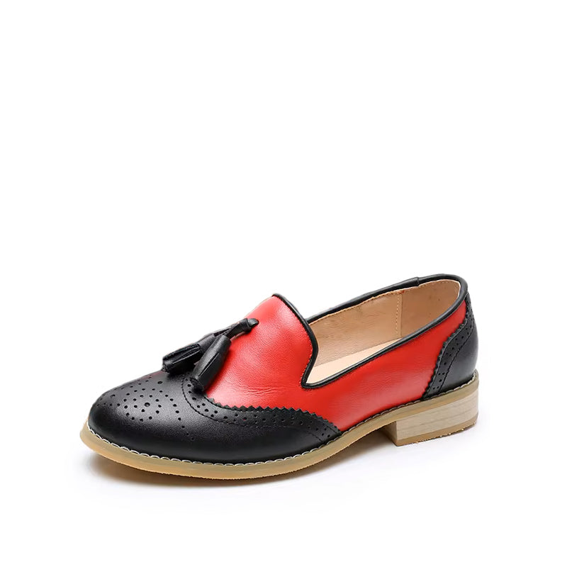 Chaussure Cuir Femme Bicolore à Pampilles