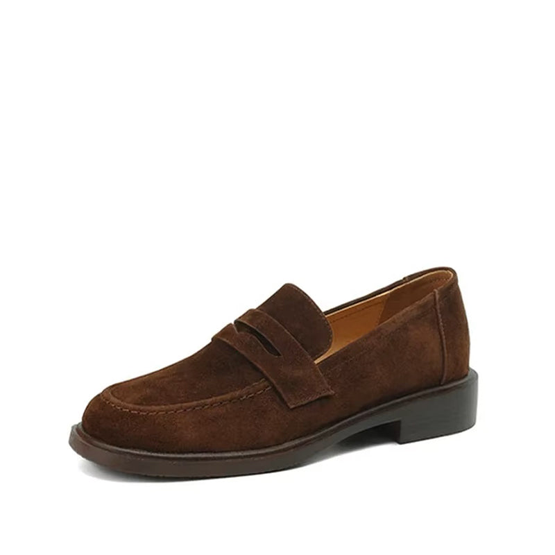 Mocassin Femme Talon 3 cm en Nubuck - Marron