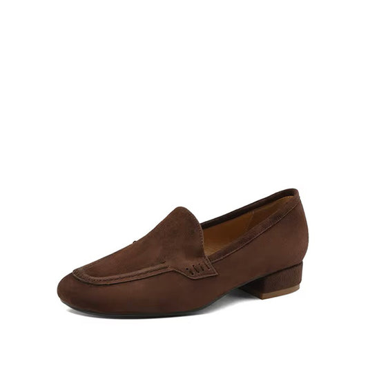 Mocassin Nubuck Femme avec Petit Talon - Marron