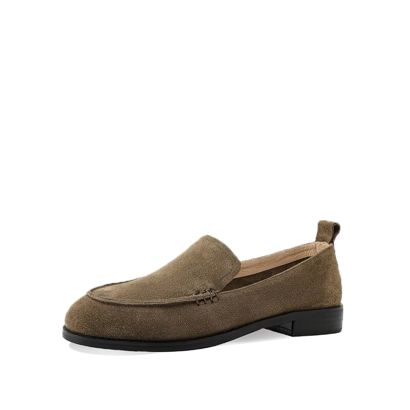 Mocassin Nubuck Femme avec Petit Talon - Vert