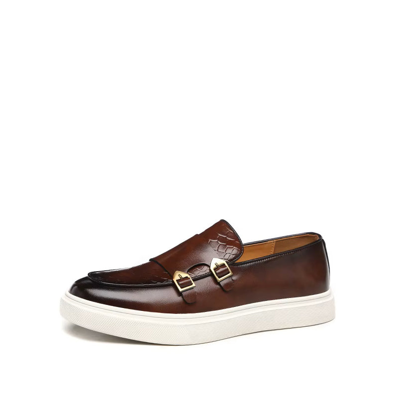 Mocassin Semelle Épaisse Homme Cuir avec Boucle - Marron