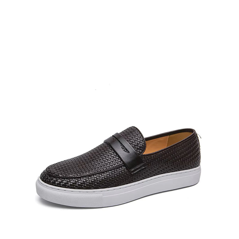 Mocassin Semelle Épaisse Homme en Cuir Tressé - Marron