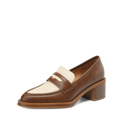 Mocassin Talon Mi-Haut - Marron Blanc