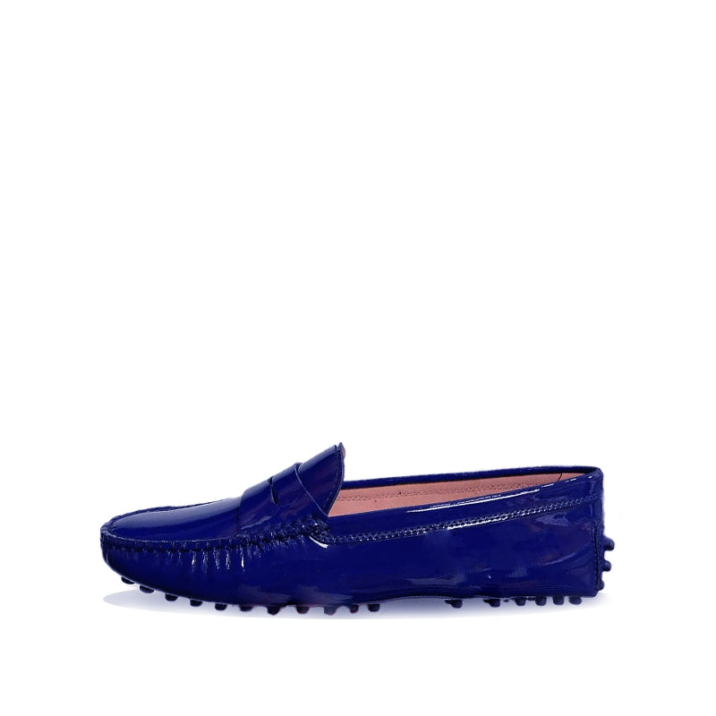 Mocassin Vernis Femme en Cuir - Bleu Marine