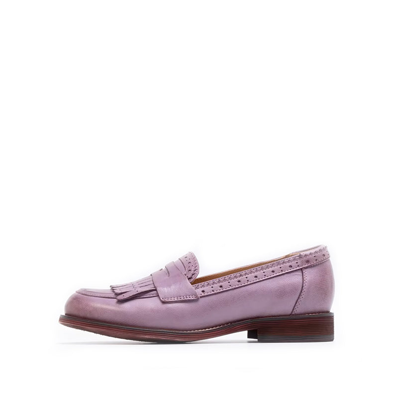 Mocassin à Franges en Cuir pour Femme - Violet