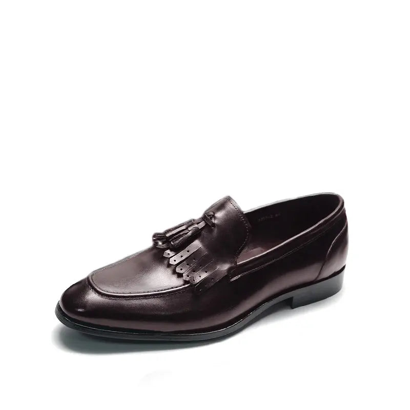 Mocassin à Gland et Franges Cuir - Marron