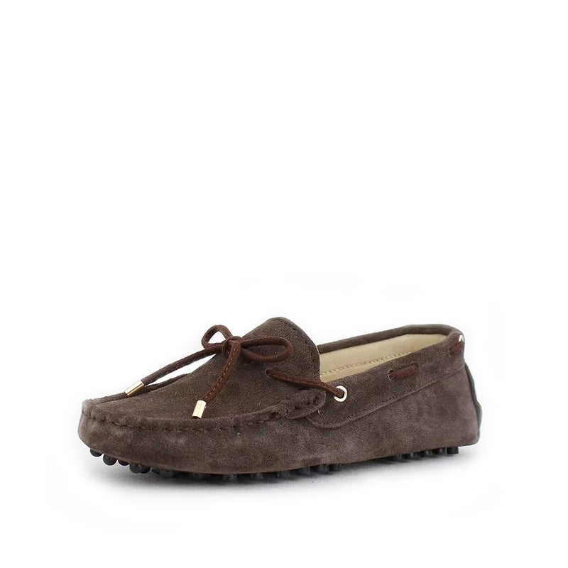Mocassin à Lacets Femme Cuir et Daim - Marron